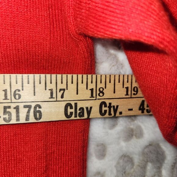 GAP Red Merino Wool Blend Split Side Seam Crewneck Sweater XSMALL - Picture 7 of 9